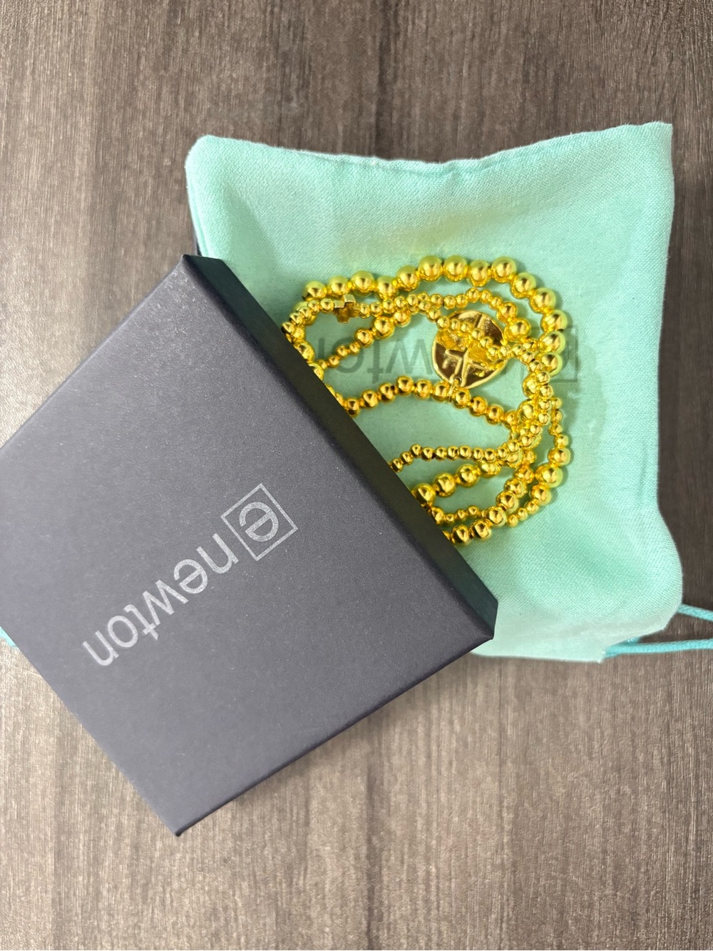 eNewton Gold Beaded Bracelet Set - Bright Gold Tone